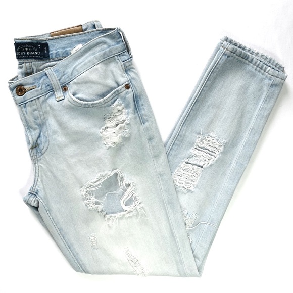 Vintage Sienna Cigarette Boyfriend Jean Cropped Length - Distressed Light Wash - Picture 2 of 9